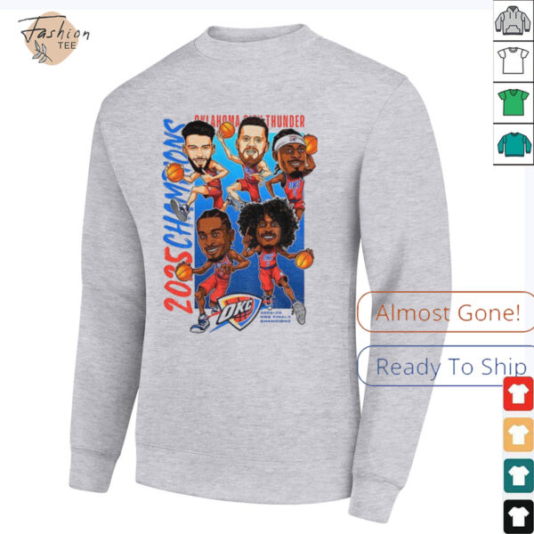 Big 5 Oklahoma City Thunder big head 2025 NBA Finals Champions cartoon shirt