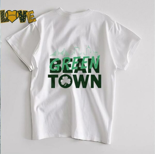 Boston basketball green town skyline shirt