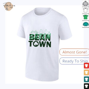 Boston basketball green town skyline shirt3