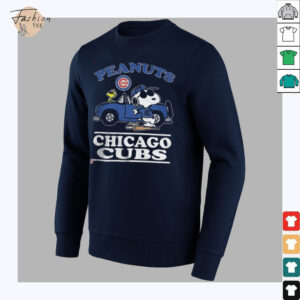 Chicago Cubs Peanuts Snoopy driving car shirt3