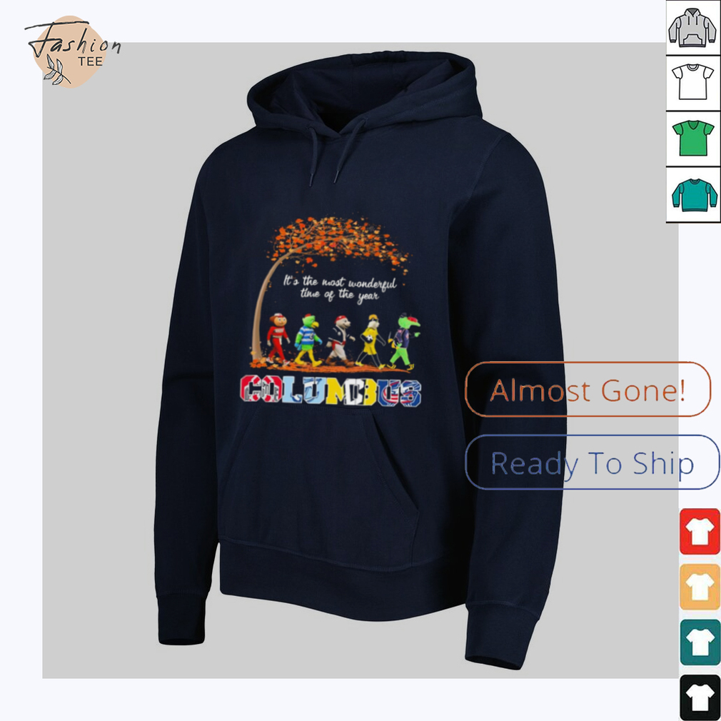 Close-up of the 'Columbus Sports Teams Mascots Beatles Abbey Road It’s The Most Wonderful Time Of The Year' shirt design