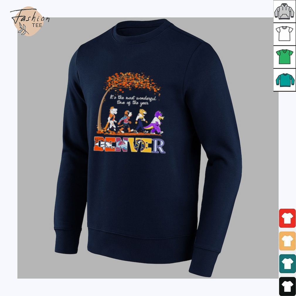 Denver Sports Teams Mascots & Beatles Abbey Road It’s The Most Wonderful Time Of The Year Shirt