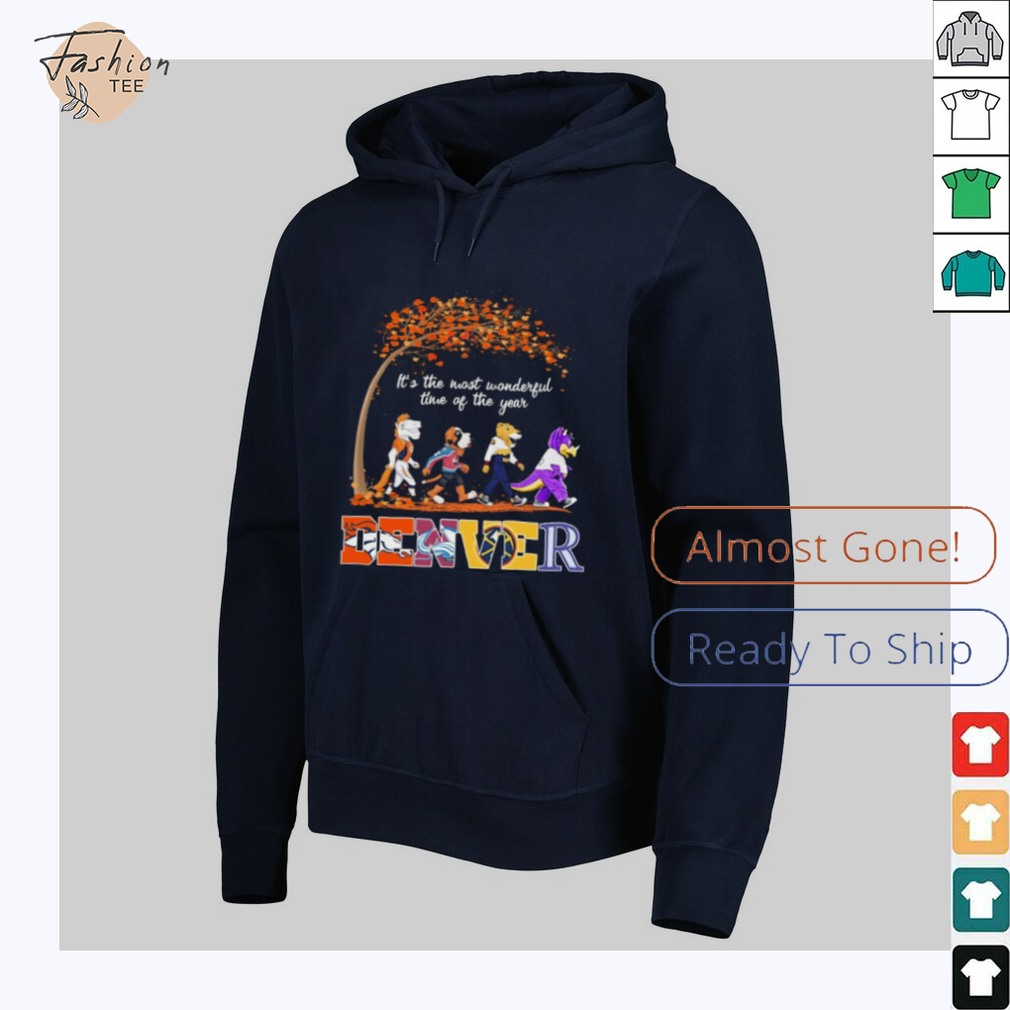 Close-up of the 'Denver Sports Teams Mascots Beatles Abbey Road It’s The Most Wonderful Time Of The Year' shirt design
