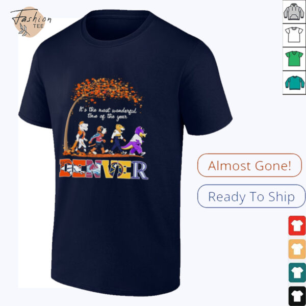 Denver Sports Teams Mascots & Beatles Abbey Road “It’s The Most Wonderful Time Of The Year” Shirt – Mile High Mascots & Classic Holiday Music