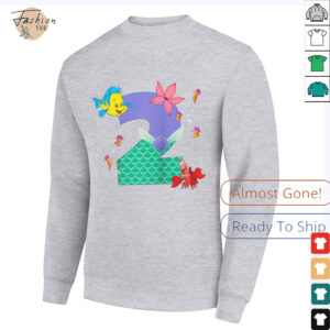Disney Ariel Numbers 2 Second 2nd Birthday Party Gift Raglan Shirt