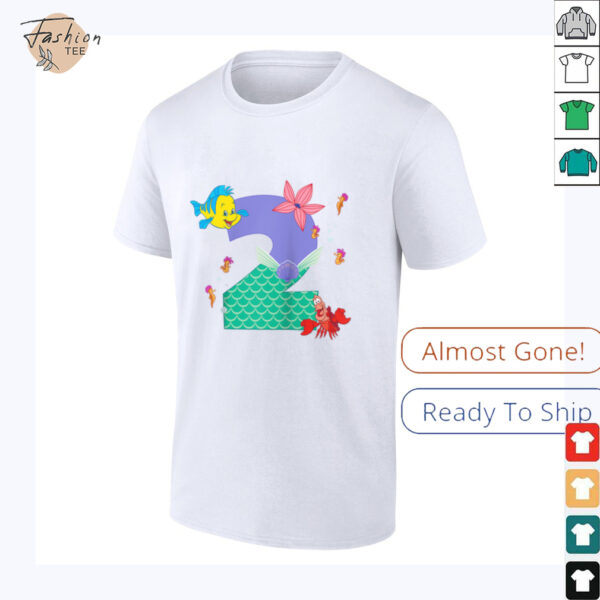 Disney Ariel Numbers 2 Second 2nd Birthday Party Gift Raglan Shirt