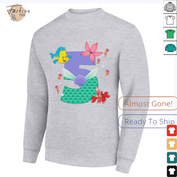 Disney Ariel Numbers 5 Fifth 5th Birthday Party Gift Shirt