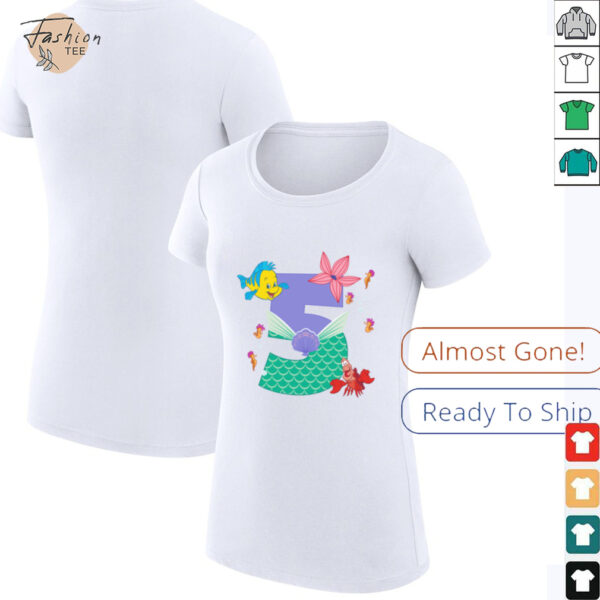 Disney Ariel Numbers 5 Fifth 5th Birthday Party Gift Shirt