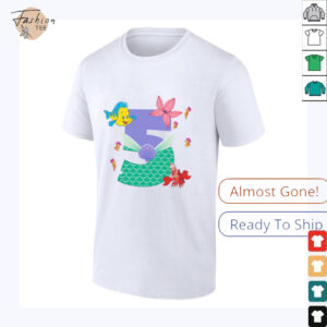 Disney Ariel Numbers 5 Fifth 5th Birthday Party Gift Shirt