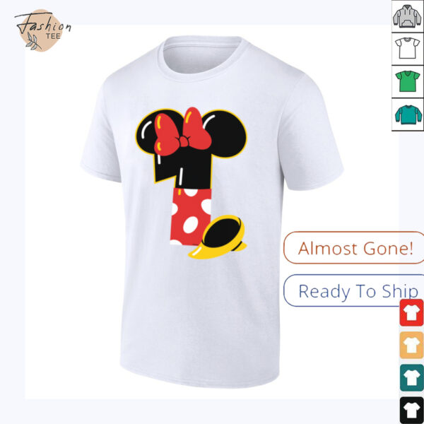Disney Minnie Numbers _1_ First 1st Birthday Party Gift Shirt