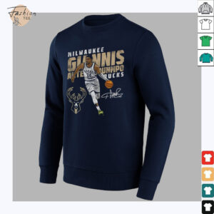 Giannis Antetokounmpo Milwaukee Bucks basketball player slant signature shirt3