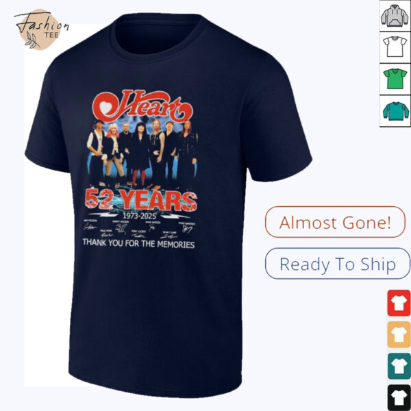 Heart 52 Years 1973 2025 Thank You For The Memories Signatures T shirts