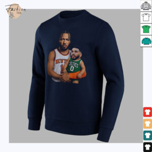 Jalen Brunson carrying baby Jayson Tatum New York Knicks x Boston Celtics 2025 NBA Playoffs shirt2