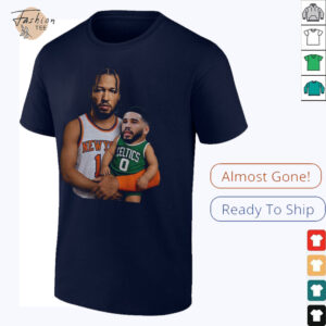 Jalen Brunson carrying baby Jayson Tatum New York Knicks x Boston Celtics 2025 NBA Playoffs shirt3