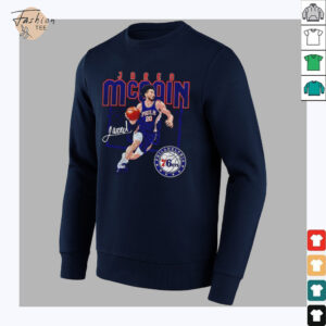 Jared McCain Philadelphia 76ers basketball player shattered signature shirt3