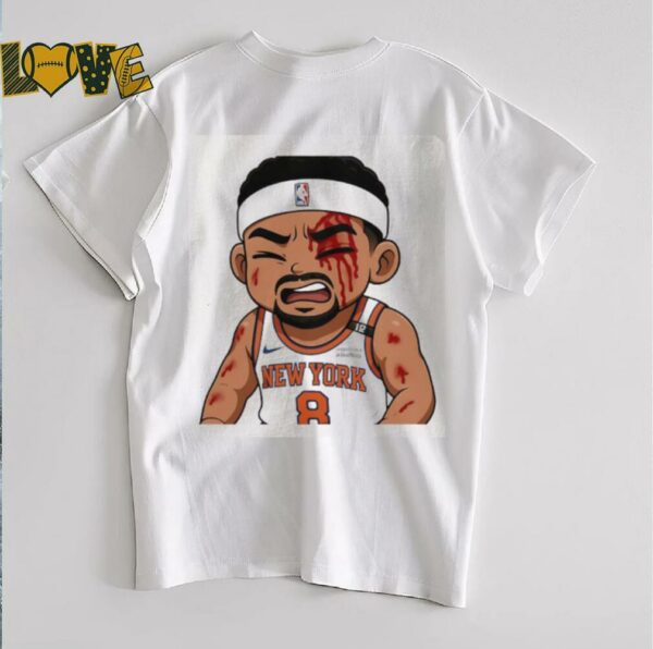 Josh Hart Knicks left bloodied after taking elbow to the face Celtics chibi shirt