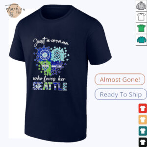 Just a woman who loves her Seattle sports shirt