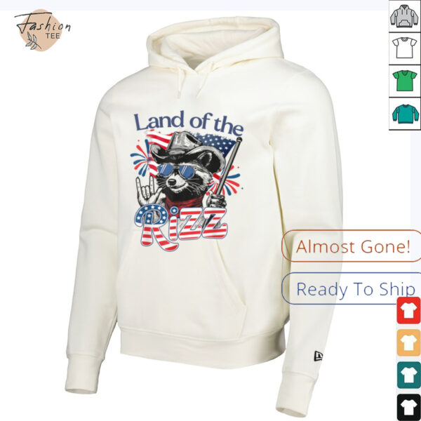 Land Of The Rizz Funny Patriotic Raccoon 4th July US Flag T Shirt