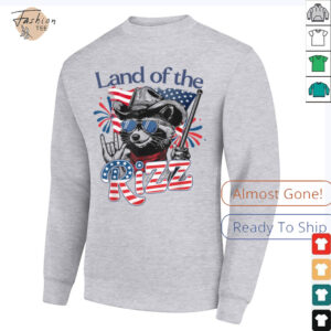 Land Of The Rizz Funny Patriotic Raccoon 4th July US Flag T Shirt