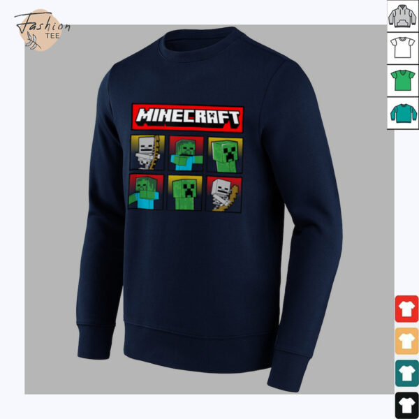 Minecraft Hostile Mobs Creeper Zombie Skeleton Grid Shirt