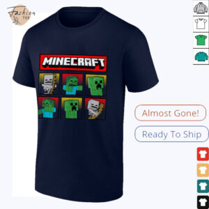 Minecraft Hostile Mobs Creeper Zombie Skeleton Grid Shirt
