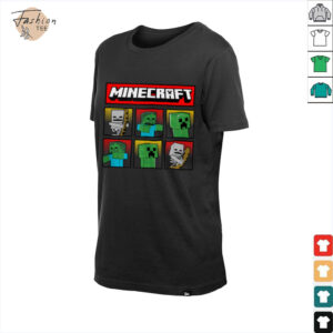 Minecraft Hostile Mobs Creeper Zombie Skeleton Grid Shirt
