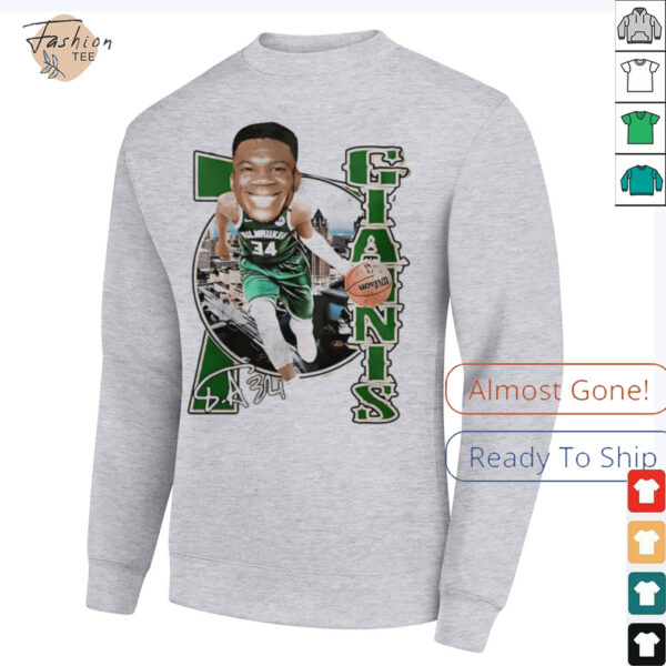 Nba Big Head Giannis Antetokounmpo cartoon retro signature shirt
