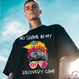 No share in my recovery game messy bun glasses shirt