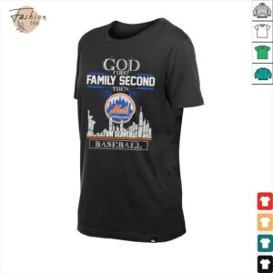 Official God First Family Second Then Tom Seaver New York Mets Baseball Skyline T shirts3