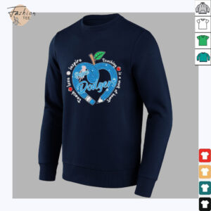 Official Los Angeles Dodgers Teach Love Inspire Teaching Is A Work Of Heart Apple T shirts0