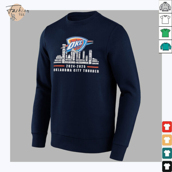 Oklahoma City Thunder 2024 2025 team roster city skyline shirt