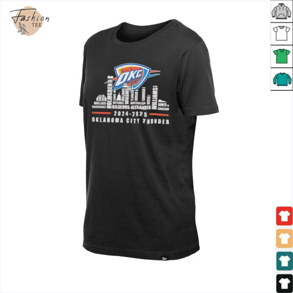 Oklahoma City Thunder 2024 2025 team roster city skyline shirt
