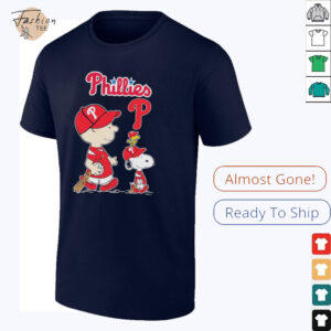 Philadelphia Phillies Charlie Brown and Snoopy crossing shirt