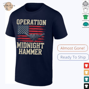 Retro Midnight Hammer B 2 Stealth Jet Operation USA Flag T Shirt