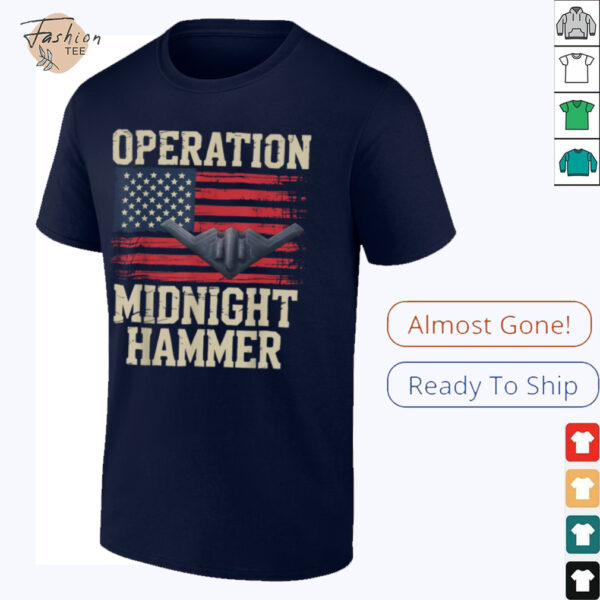 Retro Midnight Hammer B 2 Stealth Jet Operation USA Flag T Shirt