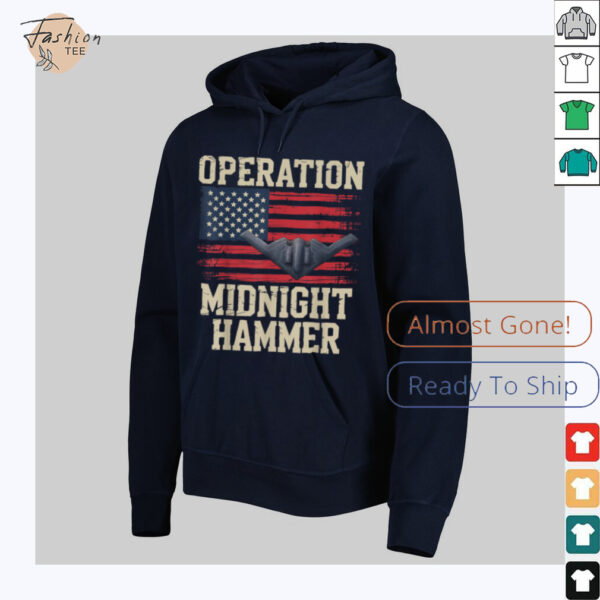 Retro Midnight Hammer B 2 Stealth Jet Operation USA Flag T Shirt