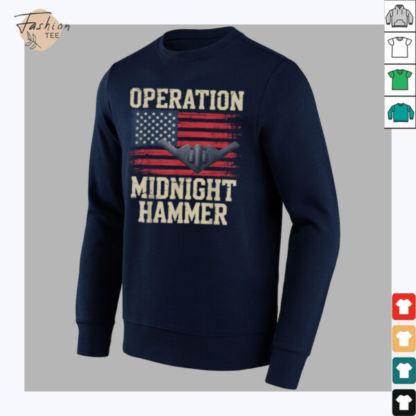 Retro Midnight Hammer B 2 Stealth Jet Operation USA Flag T Shirt