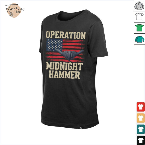 Retro Midnight Hammer B 2 Stealth Jet Operation USA Flag T Shirt