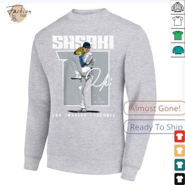 Roki Sasaki  Los Angeles D MLB Baseball Players MLBROS201M Raglan Shirt