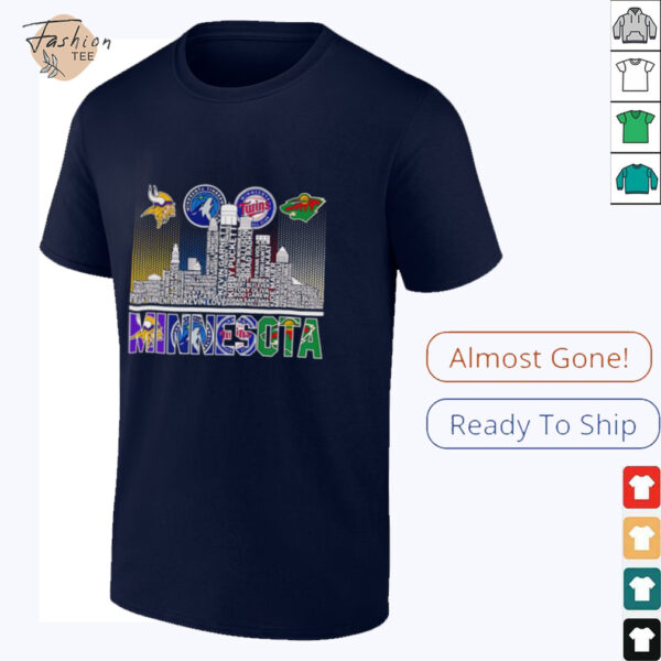 Skyline Minnesota sports team players name shirt