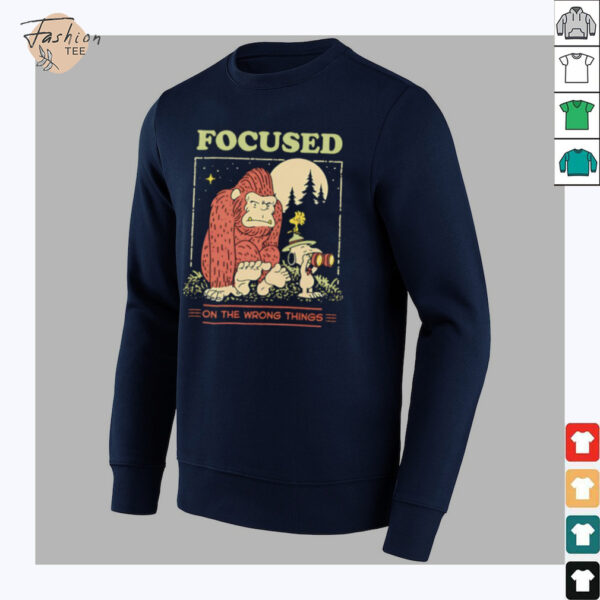 Snoopy and Woodstock and Bigfoot focused on the wrong things shirt
