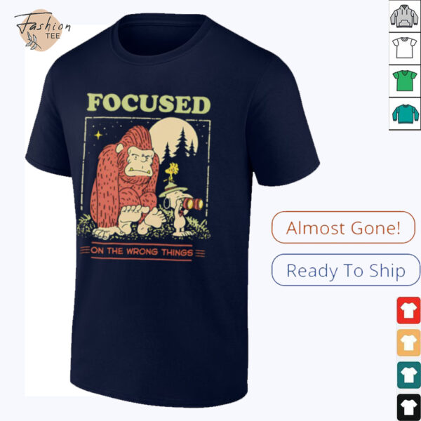 Snoopy and Woodstock and Bigfoot focused on the wrong things shirt