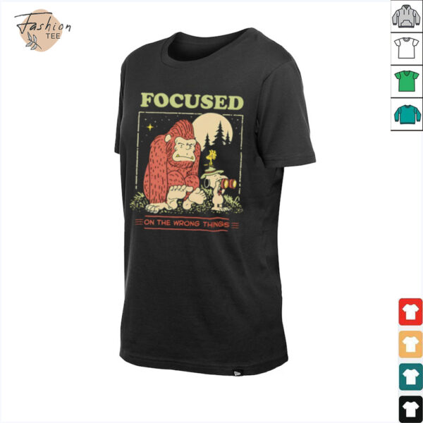 Snoopy and Woodstock and Bigfoot focused on the wrong things shirt