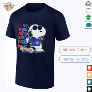 Snoopy pose Texas Rangers baseball shirt