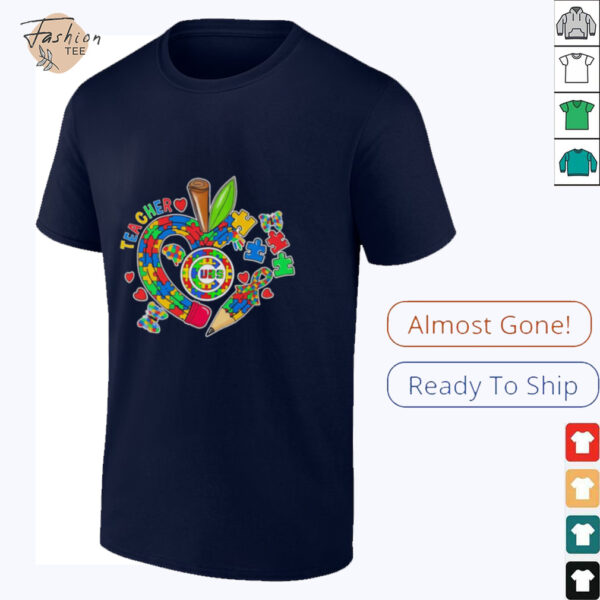Teacher Autism apple Chicago Cubs shirt