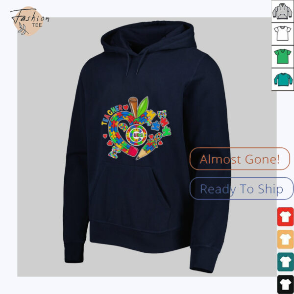 Teacher Autism apple Chicago Cubs shirt