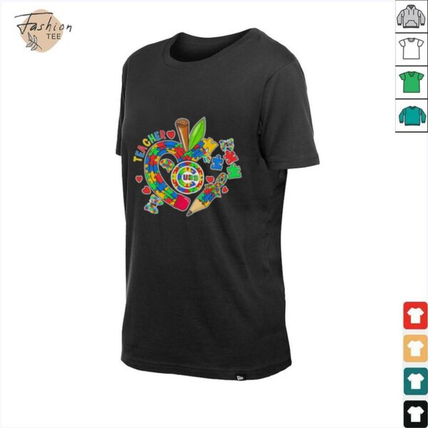Teacher Autism apple Chicago Cubs shirt