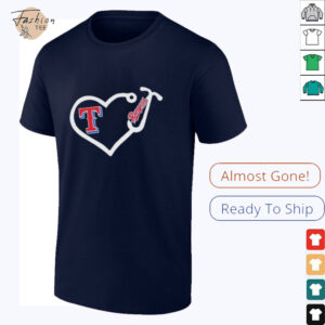 Texas Rangers Baseball stethoscope heart shirt