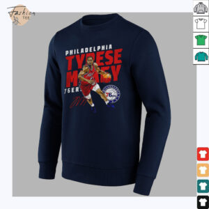 Tyrese Maxey Philadelphia 76ers basketball player slant signature shirt3