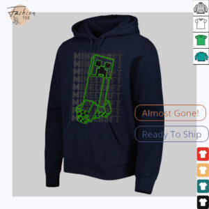 Womens Minecraft Neon Creeper With Repeating Logo Background Shirt